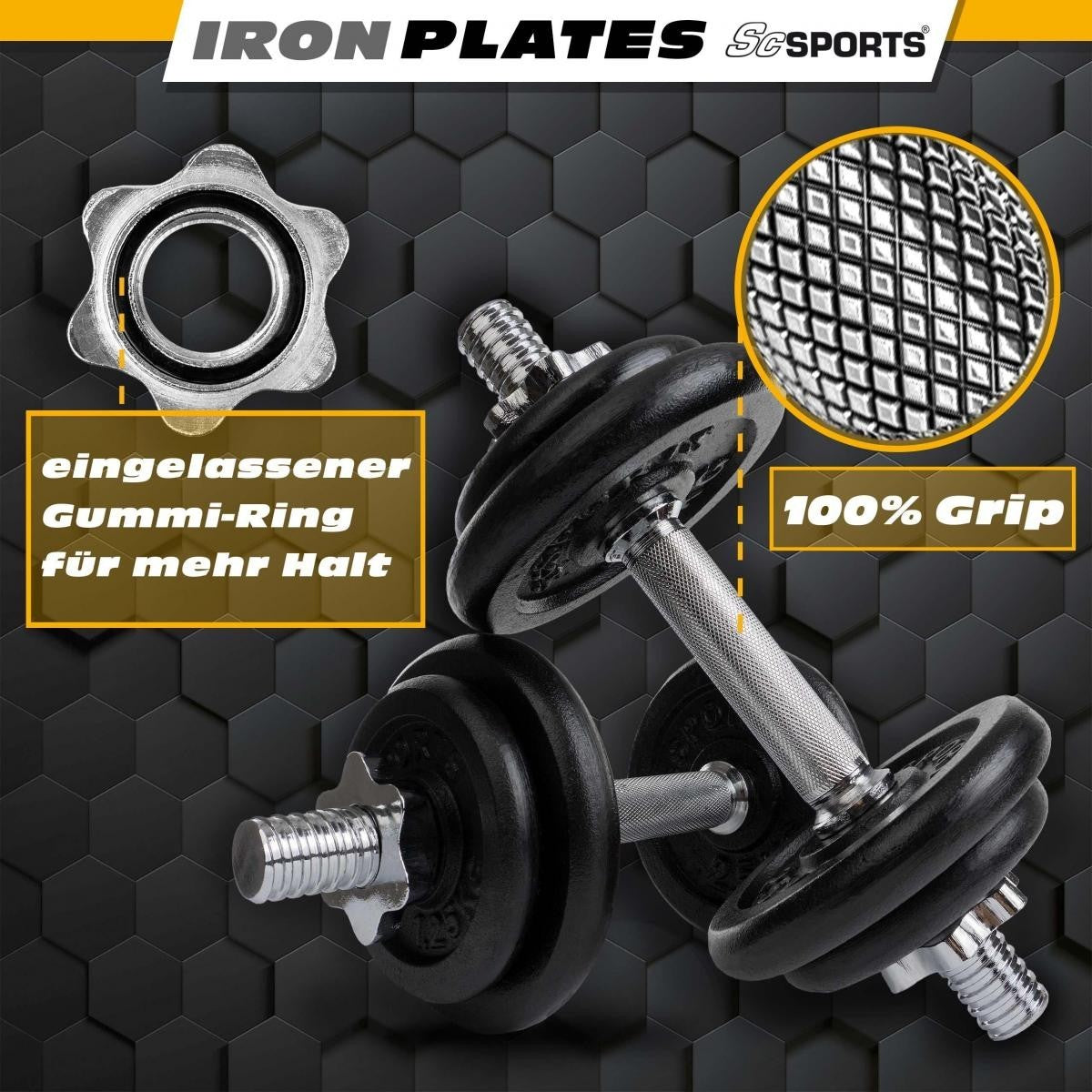 ScSPORTS Dumbellset 40 kg Gietijzer - 30 mm