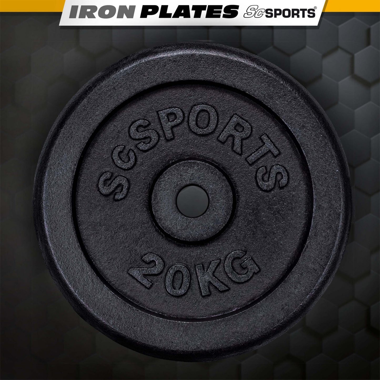 ScSPORTS Weight Plates Set 40 kg – 2 x 20 kg Cast Iron – 30 mm