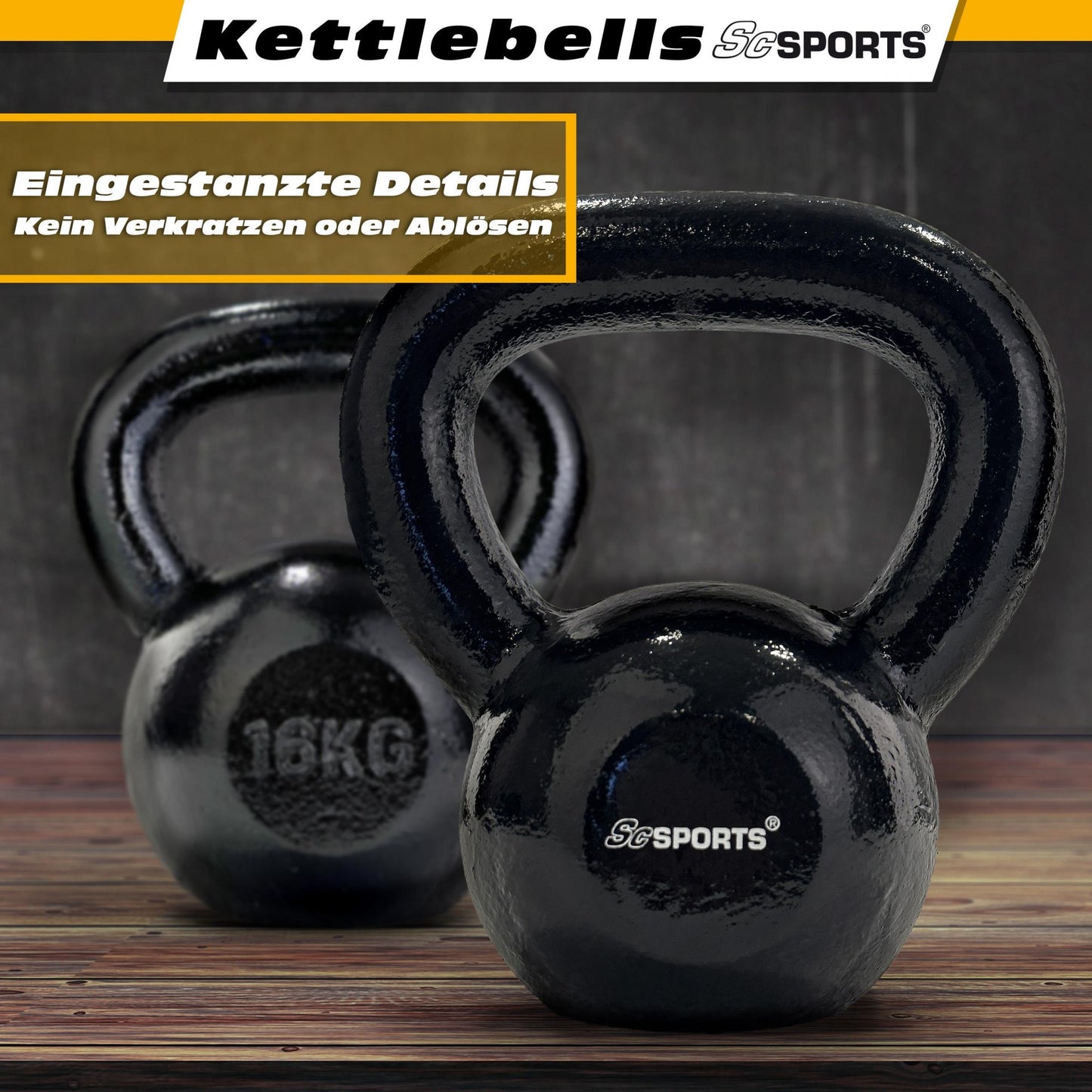 ScSPORTS Kettlebell 16 kg Gietijzer Grijs