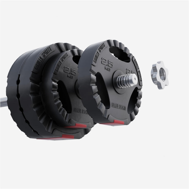 Voordeelbundel 30 kg - 4 x 5 kg en 4 x 2,5 kg halterschijven gripper kunststof - 30/31 mm