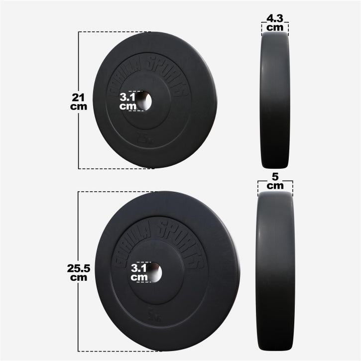Voordeelbundel 30 kg - 4 x 5 kg en 4 x 2,5 kg halterschijven Kunststof - 30/31 mm