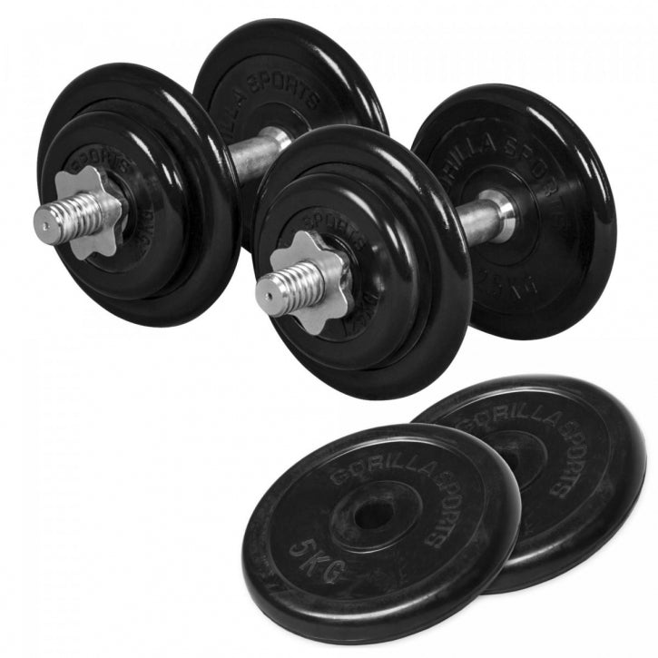 Dumbell set 20 kg + 2 x 5 kg Rubber - 30 mm