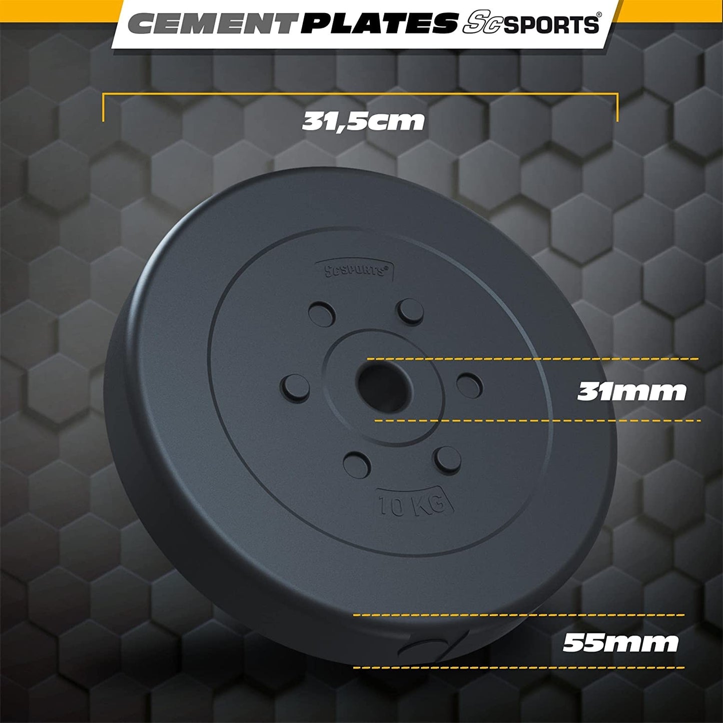 ScSPORTS Weight plates set 20 kg - 2 x 10 kg - Plastic - 30 mm