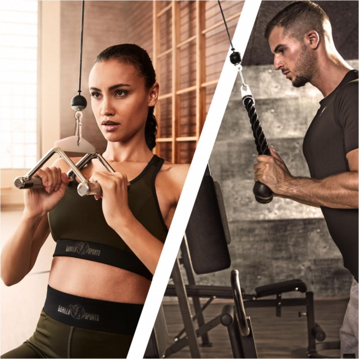 Training grip set: Triceps rope, narrow rowing grip and one-hand grip