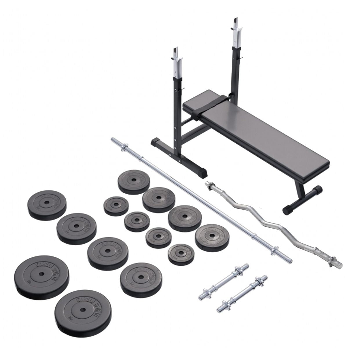 Verstelbare Halterbank Met 80 kg Halterset Kunststof