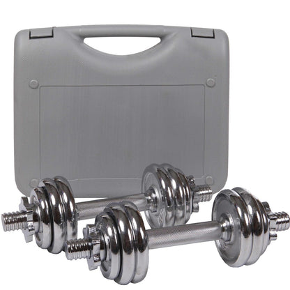 ScSPORTS Dumbellset 15 kg in koffer Chroom