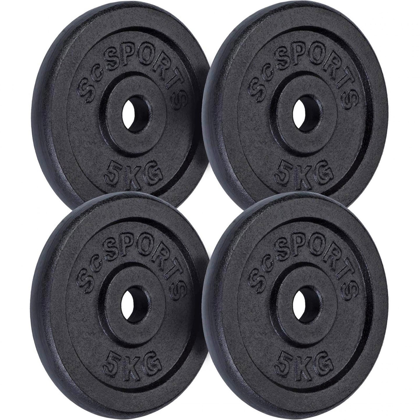 Jeu de disques de poids ScSPORTS 20 kg - 4 x 5 kg - Fonte - 30 mm