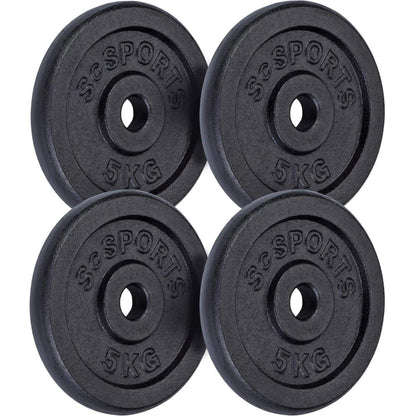 Jeu de disques de poids ScSPORTS 20 kg - 4 x 5 kg - Fonte - 30 mm