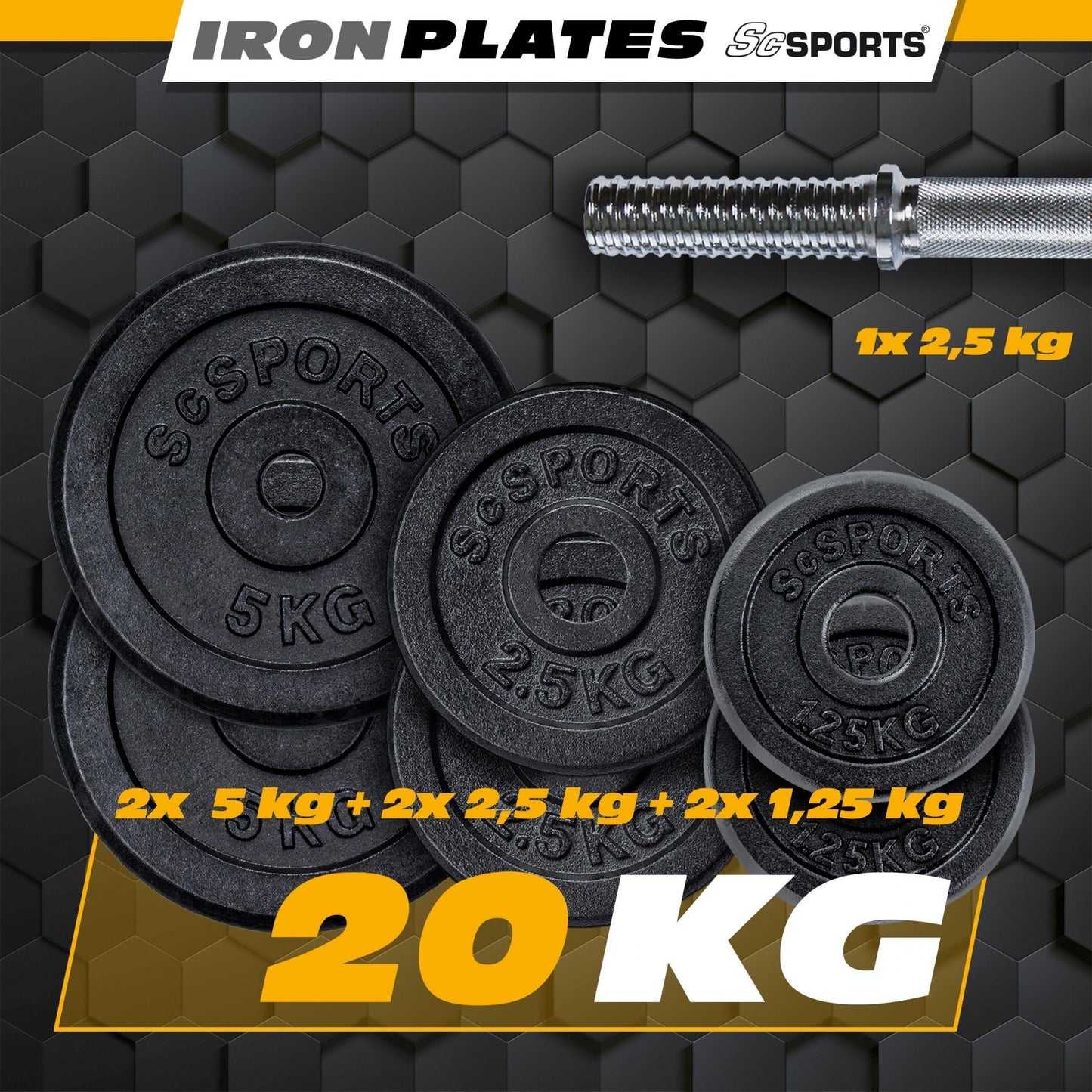 ScSPORTS Dumbell 20 kg Gietijzer