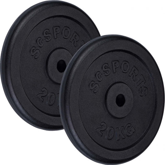 Jeu de disques de poids ScSPORTS 40 kg – 2 x 20 kg Fonte – 30 mm