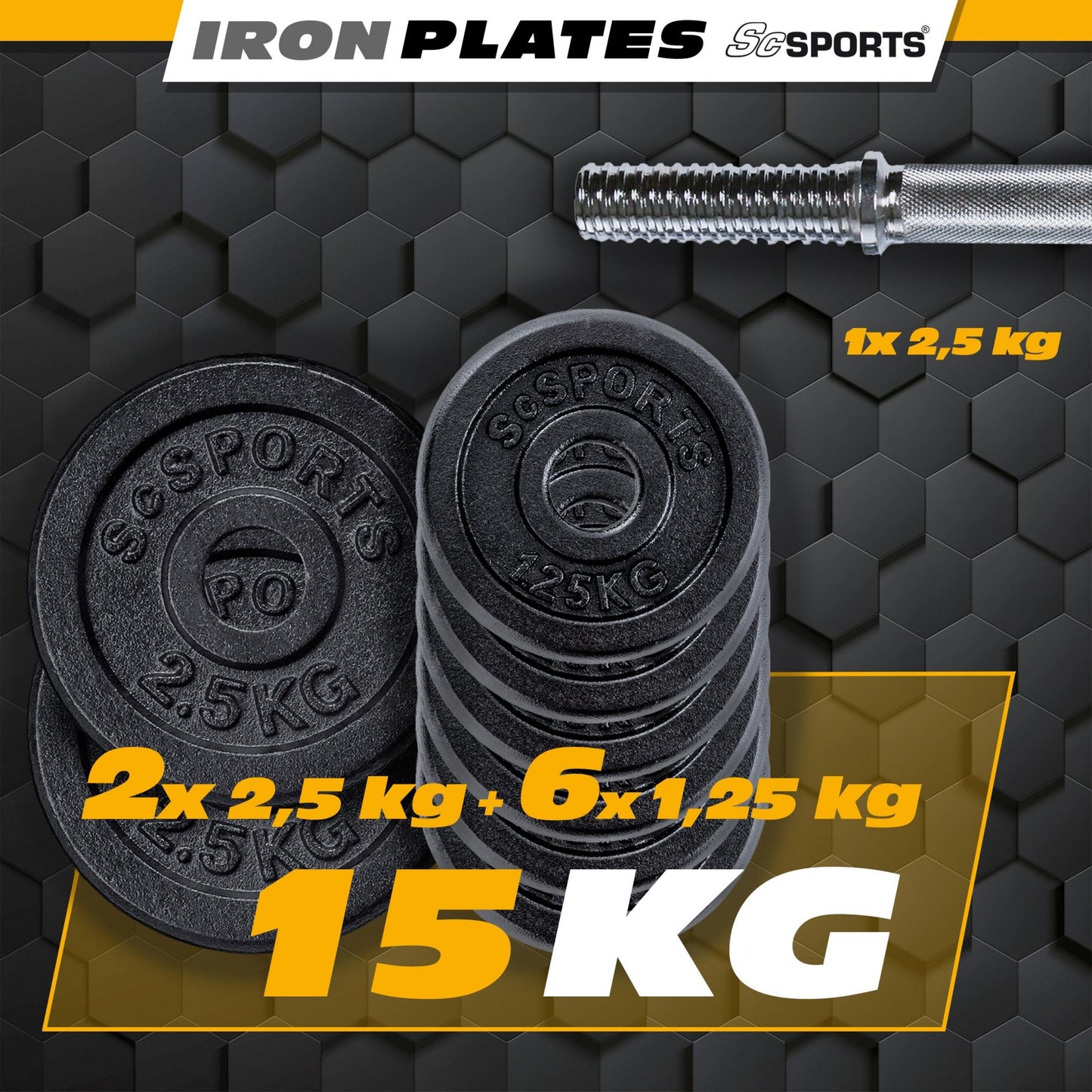 ScSPORTS Dumbell 15 kg Gietijzer - 30 mm