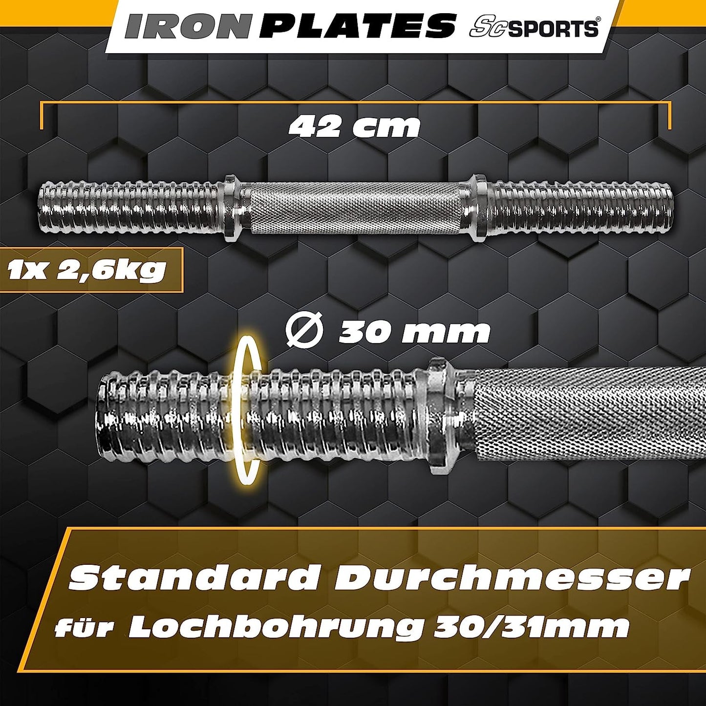 ScSPORTS Dumbell 15 kg Gietijzer 42 cm - 30 mm