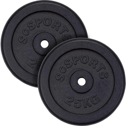 Jeu de disques de poids ScSPORTS 50 kg – 2 x 25 kg Fonte – 30 mm