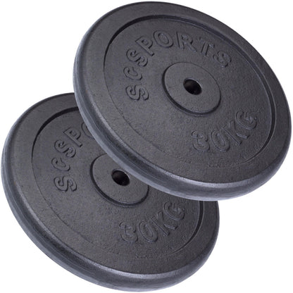 Jeu de disques de poids ScSPORTS 60 kg – 2 x 30 kg Fonte – 30 mm