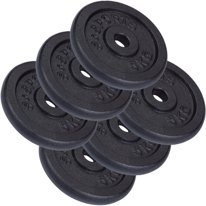 ScSPORTS Halterschijven set 30 kg – 6 x 5 kg Gietijzer – 30 mm