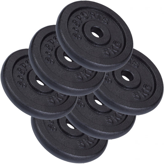 Jeu de disques de poids ScSPORTS 30 kg – 6 x 5 kg Fonte – 30 mm