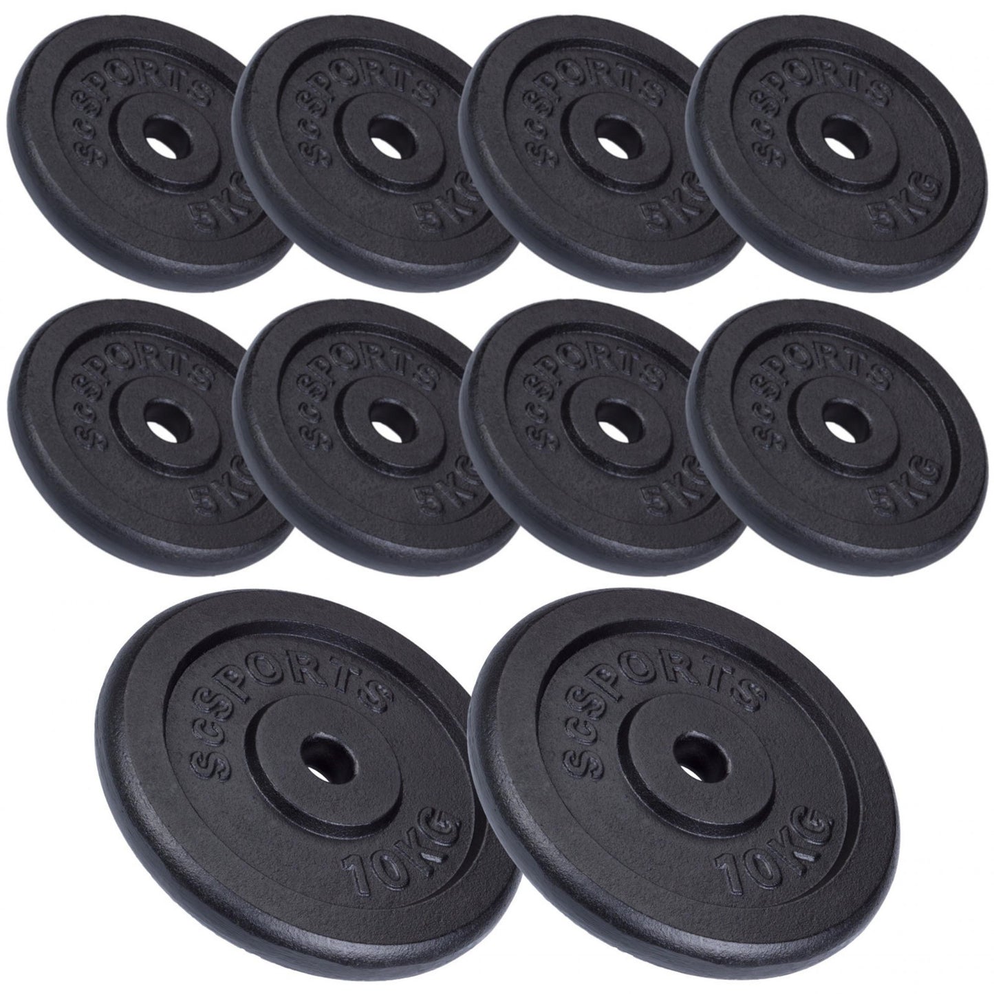 Ensemble de disques de poids ScSPORTS 60 kg en fonte – 30 mm