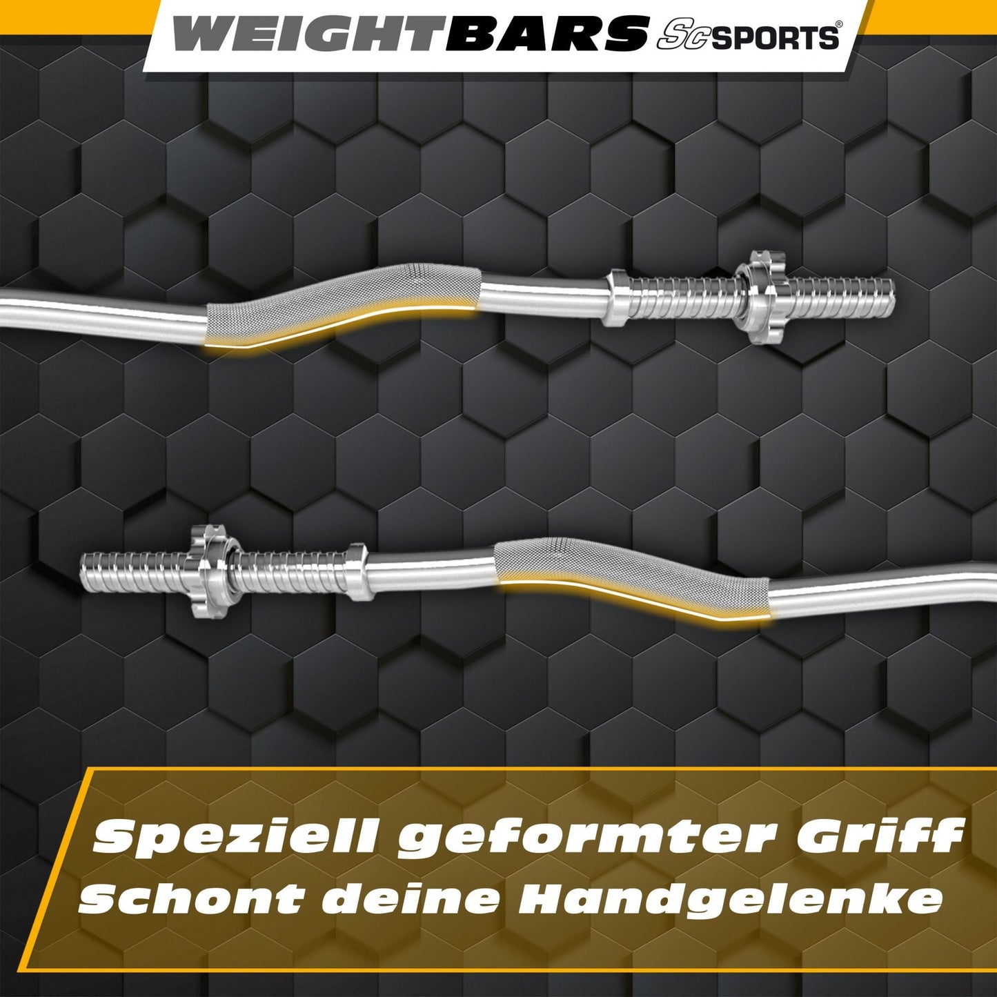 Barre ScSPORTS EZ-Curl 120 cm avec verrouillage à vis - 30 mm