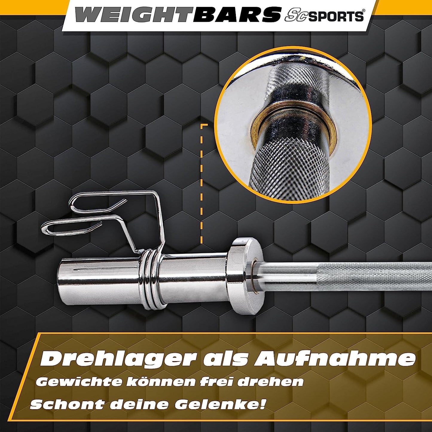 ScSPORTS Olympische dumbellstang - 120 cm Veersluiting - 50 mm