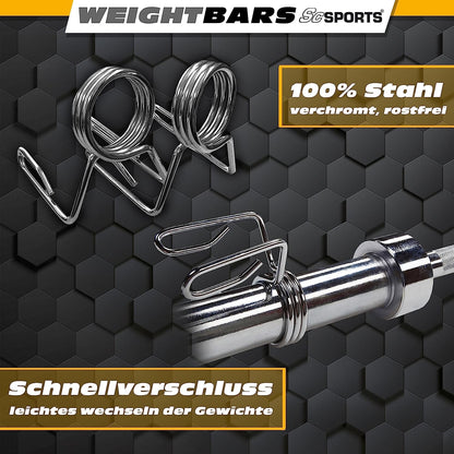 ScSPORTS Olympische dumbellstang - 120 cm Veersluiting - 50 mm