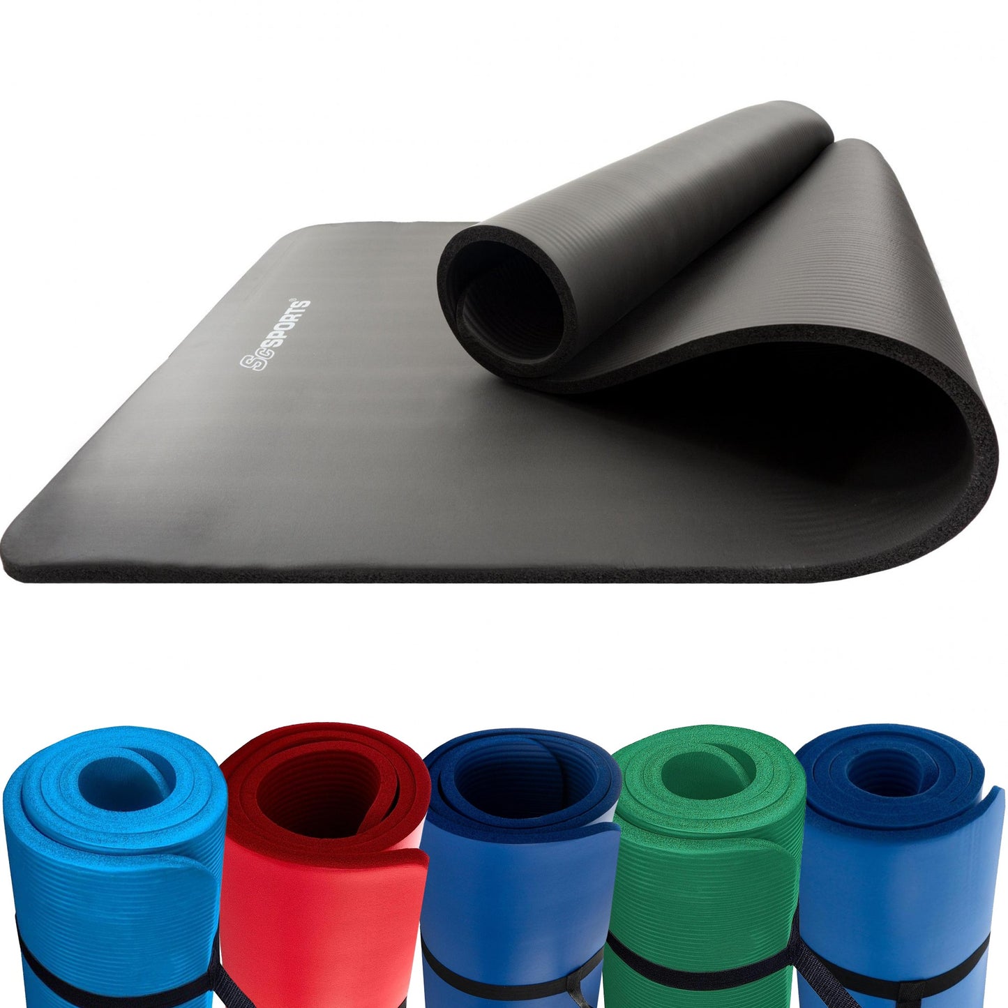 Tapis de yoga ScSPORTS 190 cm x 80 cm x 1,5 cm - Noir