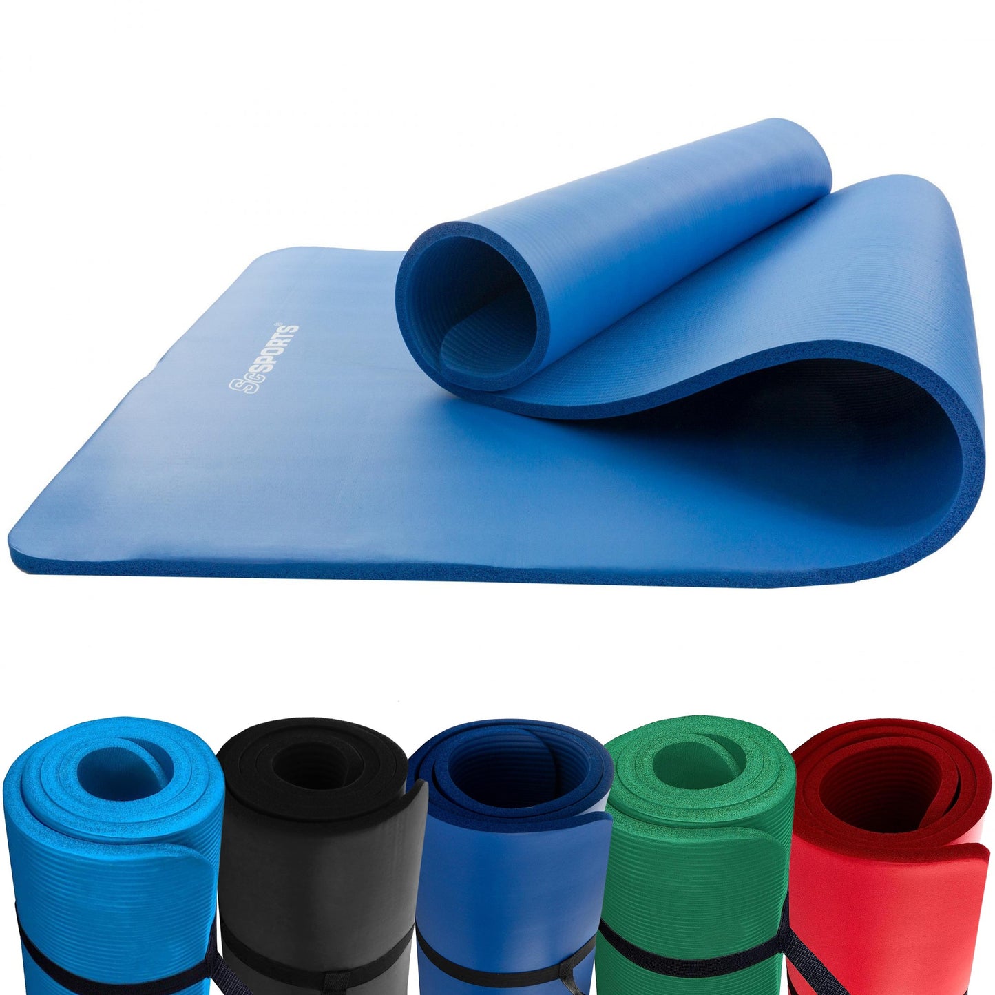 ScSports - Tapis de fitness - 190 cm x 80 cm x 1,5 cm - Bleu