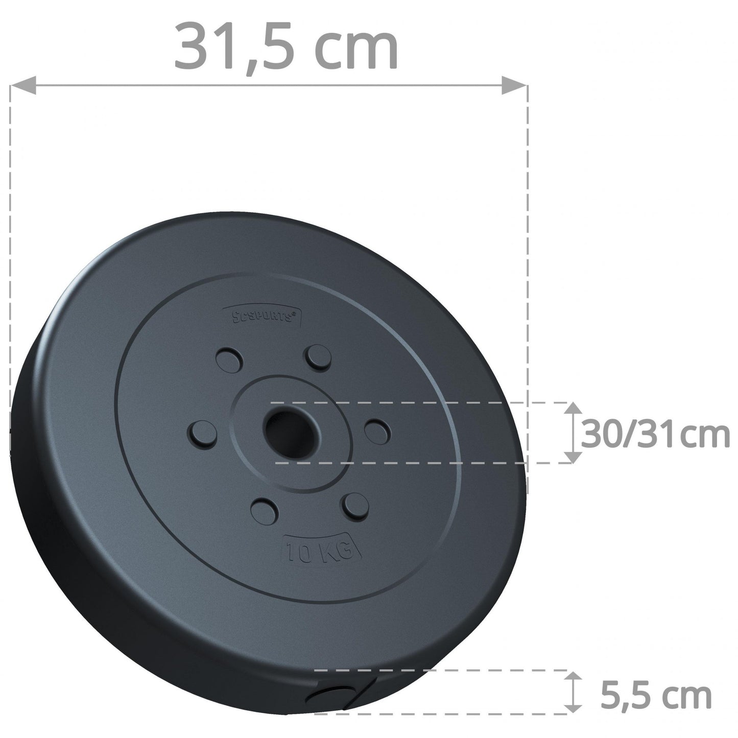 Jeu de disques de poids ScSPORTS 40 kg - 4 x 10 kg - Plastique - 30 mm