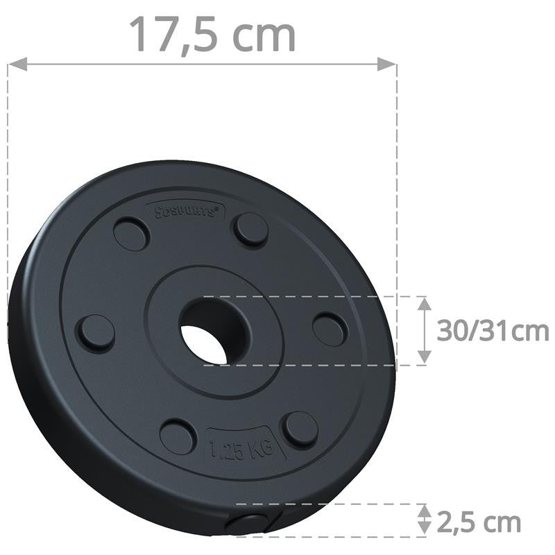 ScSPORTS Halterschijven set 10 kg - 8 x 1,25 kg - Gietijzer - 30 mm