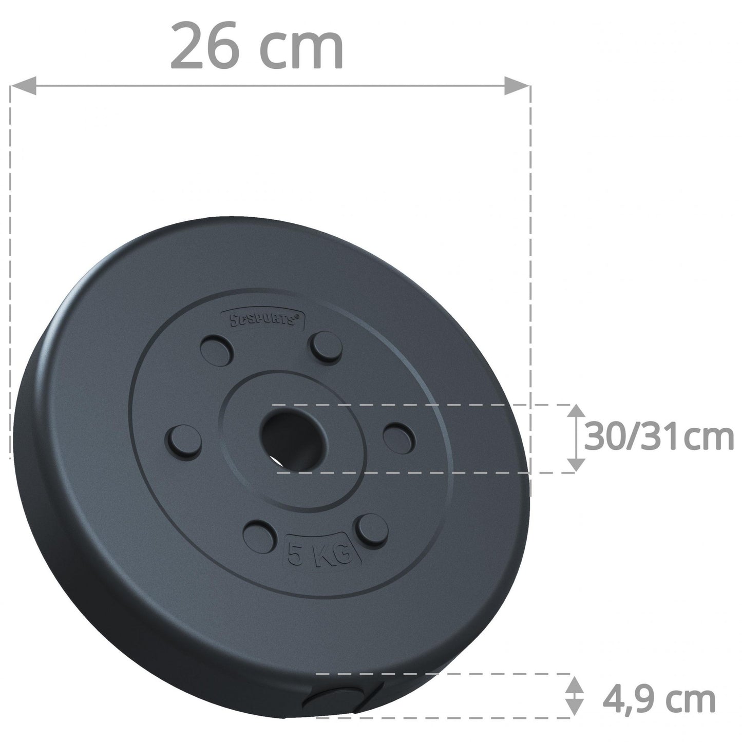 Jeu de disques de poids ScSPORTS 15 kg - 2 x 5 2 x 2,5 kg - Plastique - 30 mm