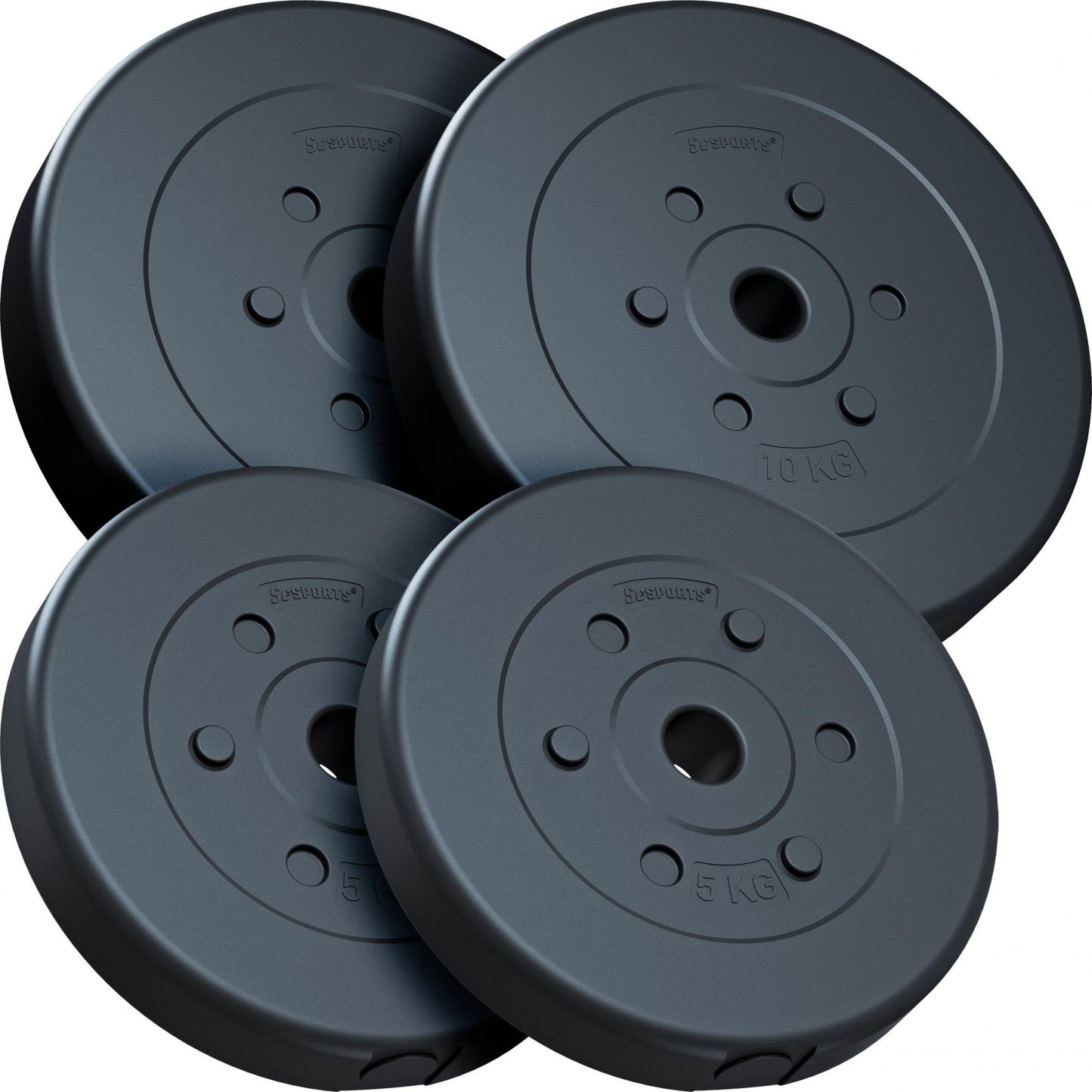 Jeu de disques de poids ScSPORTS 30 kg - 2 x 10 - 2 x 5 kg - Plastique - 30 mm