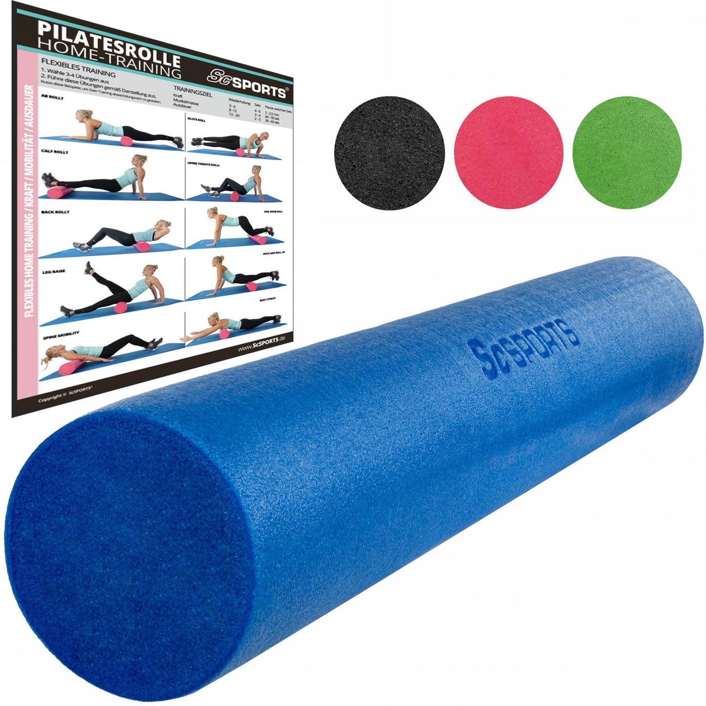 ScSPORTS Foam roller 90 cm Ø 15 cm - Blauw