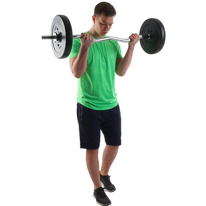 ScSPORTS Halterset 30 kg, Lange Halterstang met Halterschijven, 2 x 5 kg en 2 x 10 kg Halterschijf Kunststof, 30 mm, Voor effectieve Fitness- en Krachttraining, Gewichten, Gewichtsschijven met Barbell