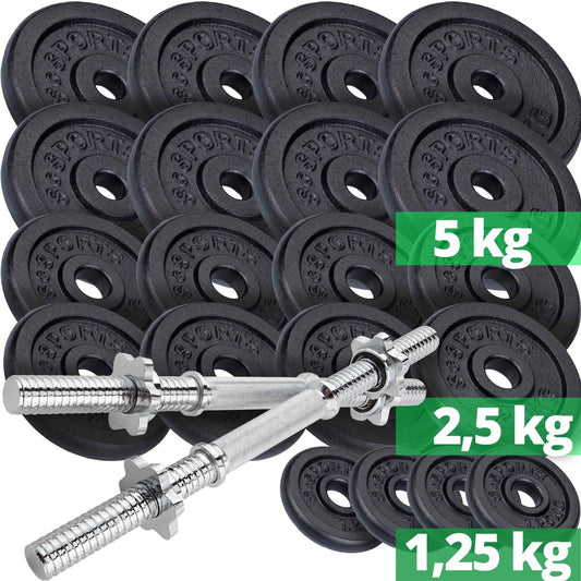 ScSPORTS Dumbellset  70 kg Gietijzer - 30 mm.