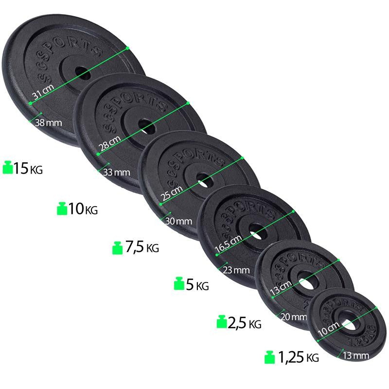 ScSPORTS Halterset 121 kg Gietijzer - 30 mm