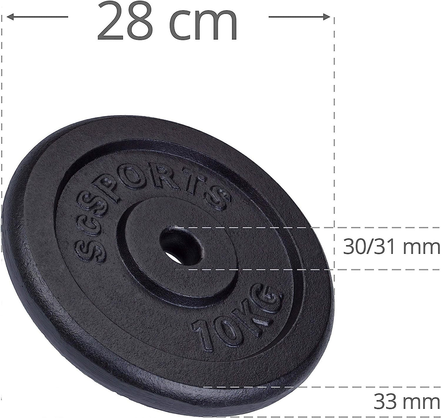 Ensemble de disques de poids ScSPORTS 35 kg en fonte – 30 mm