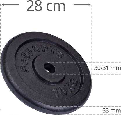 ScSPORTS Halterschijven set 35 kg Gietijzer – 30 mm