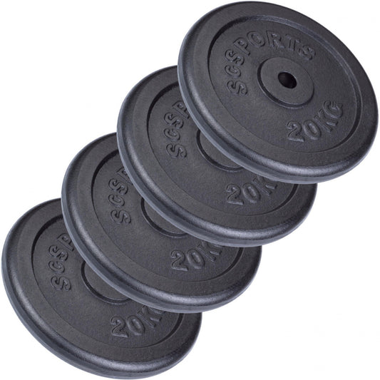 ScSPORTS Halterschijven set 80 kg – 4 x 20 kg Gietijzer – 30 mm