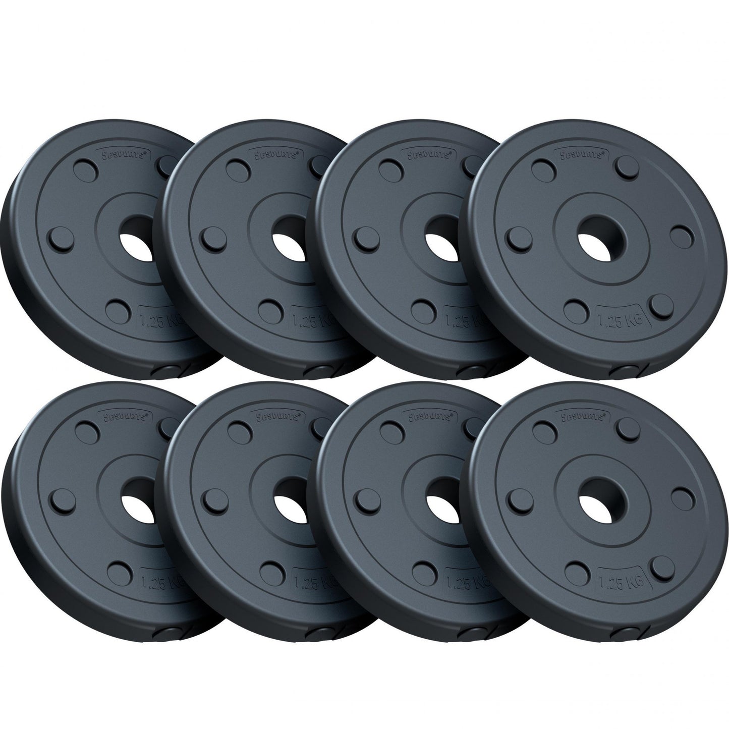 ScSPORTS Halterschijven set 10 kg - 8 x 1,25 kg - Gietijzer - 30 mm