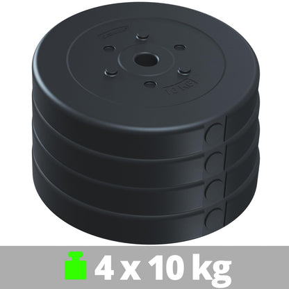 Jeu de disques de poids ScSPORTS 40 kg - 4 x 10 kg - Plastique - 30 mm