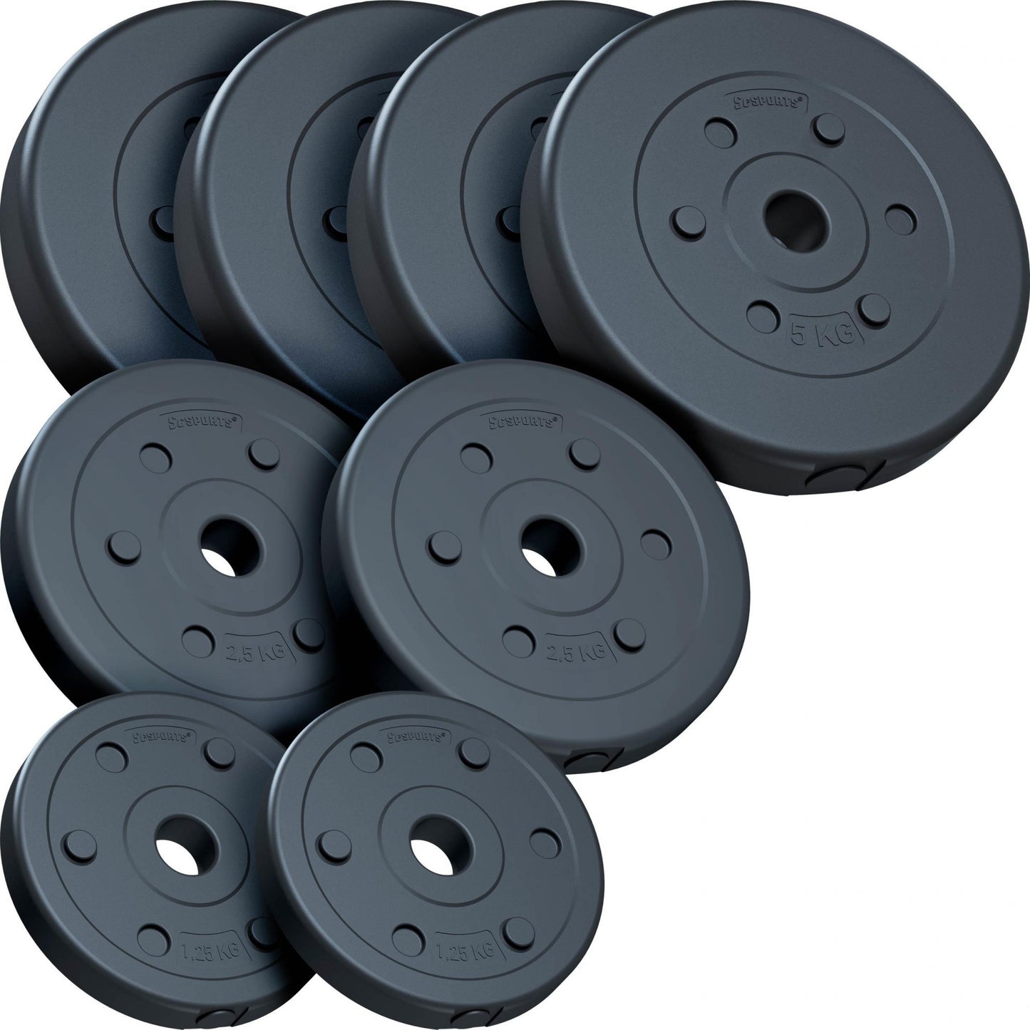 ScSPORTS Halterschijven set 27,5 kg - 4 x 5, 2 x 2,5, 2 x 1,25 kg - Kunststof - 30 mm