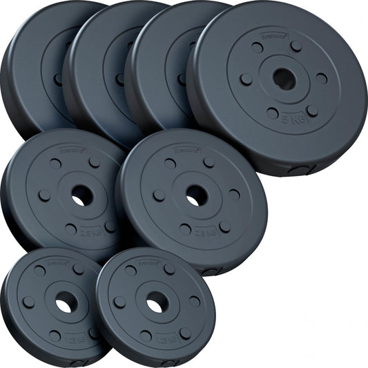 Jeu de disques de poids ScSPORTS 27,5 kg - 4 x 5, 2 x 2,5, 2 x 1,25 kg - Plastique - 30 mm