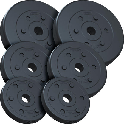 Jeu de disques de poids ScSPORTS 17,5 kg - 2 x 5, 2 x 2,5, 2 x 1,25 kg - Plastique - 30 mm