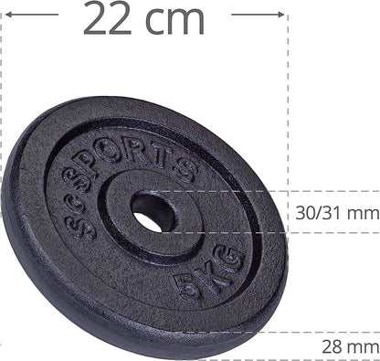 Ensemble d'haltères ScSPORTS 25 kg en fonte - 30 mm