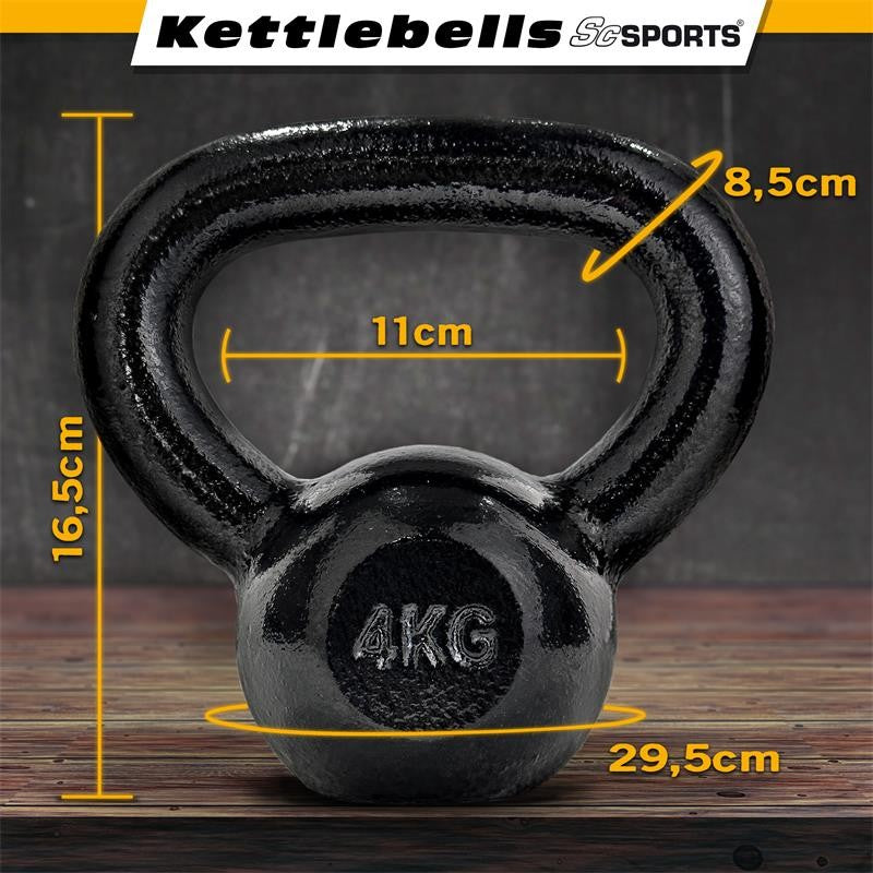 ScSPORTS Kettlebell 4 kg Fonte Grise