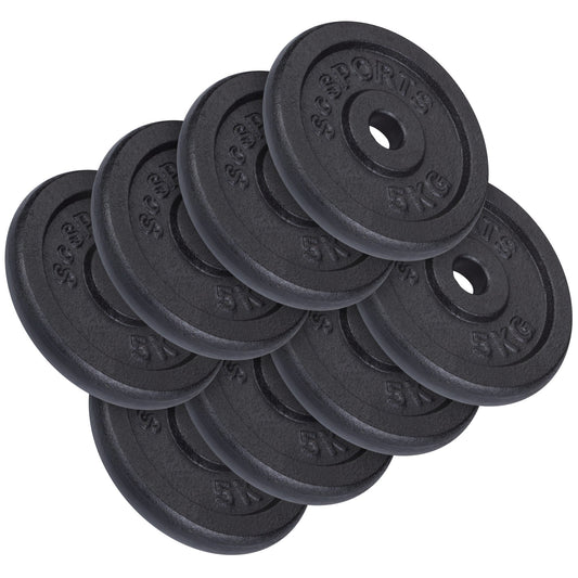 ScSPORTS Halterschijven set 40 kg - 8 x 5 kg - Gietijzer - 30 mm