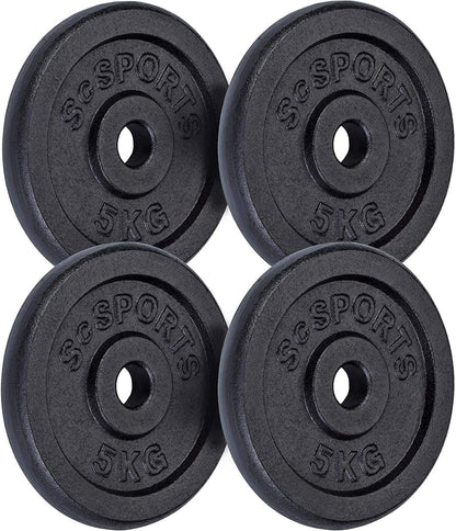 Jeu de disques de poids ScSPORTS 20 kg - 4 x 5 kg - Fonte - 30 mm