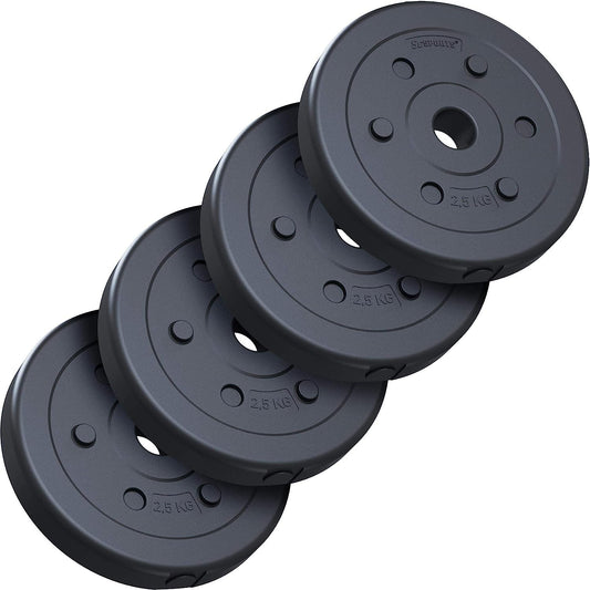 ScSPORTS Halterschijven set 10 kg - 4 x 2,5 kg - Kunststof - 30 mm