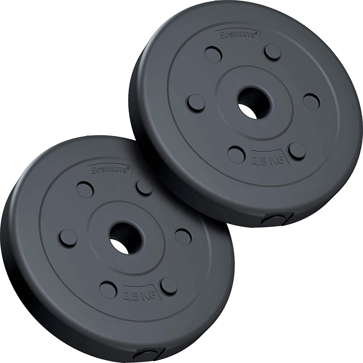 ScSPORTS Halterschijven set 5 kg - 2 x 2,5 kg - Kunststof - 30 mm