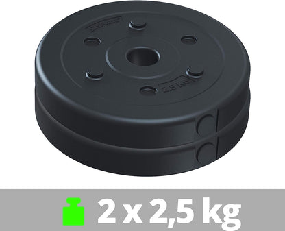 ScSPORTS Halterschijven set 5 kg - 2 x 2,5 kg - Kunststof - 30 mm