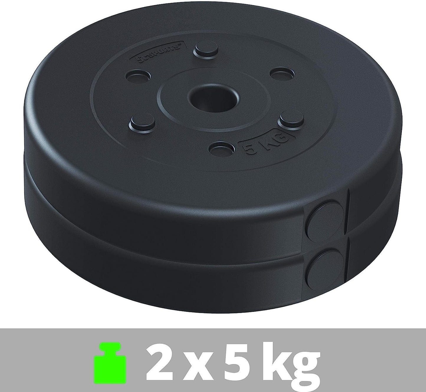 ScSPORTS Halterschijven set 10 kg - 2 x 5 kg - Kunststof - 30 mm